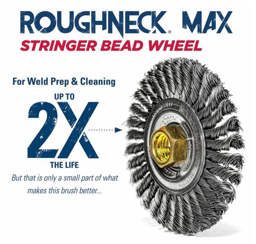 Stringer Bead Wheel Brushes, 7 in D x 3/6 in W, 0.02 in, Carbon Steel