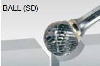 Walter 01V609 Tungsten Carbide Ball Burr, 1/4" Shank Dia. x 6" Shank Length, 1/4" Dia. x 7/32" Length, SD-1 (1 Burr)