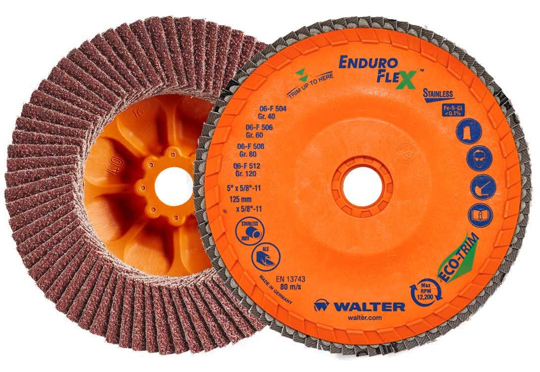 Walter 06F504 5" 40 Grit Spin-On Enduro-Flex Stainless Flap Disc