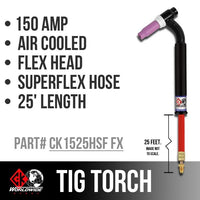 Thumbnail for CK Worldwide | TIG Torch #17 - 3 Series Flex Head (Gas Cooled) (CK1525HSF FX) W/ 25ft. Super Flex Cable