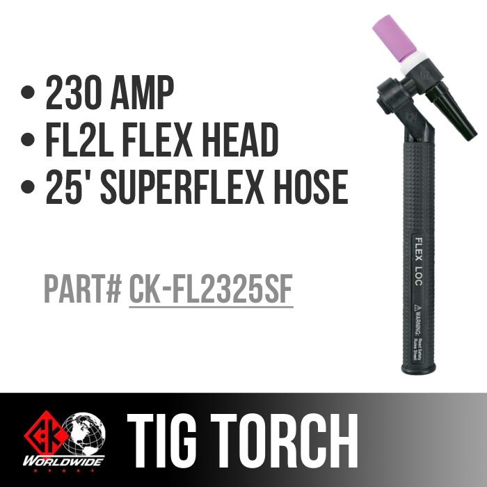 CK Worldwide | TIG Torch FL230 - Water Cooled 2 Series (CK-FL2325SF) W/ 25ft. Super Flex Cable